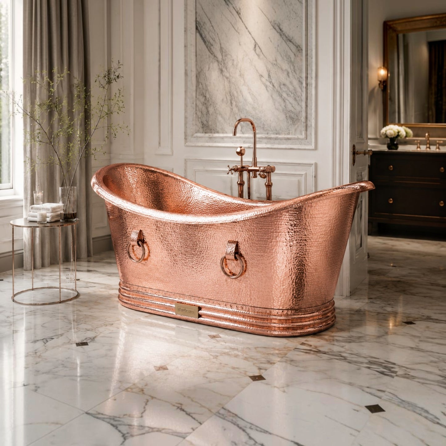 Premium Tina de Baño en Cobre Tradicional con Anillos