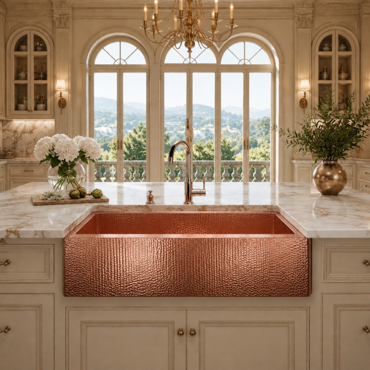 Premium Tarja de Cocina Farmhouse en Cobre