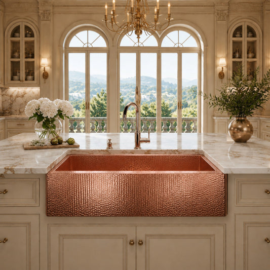 Premium Tarja de Cocina Farmhouse en Cobre