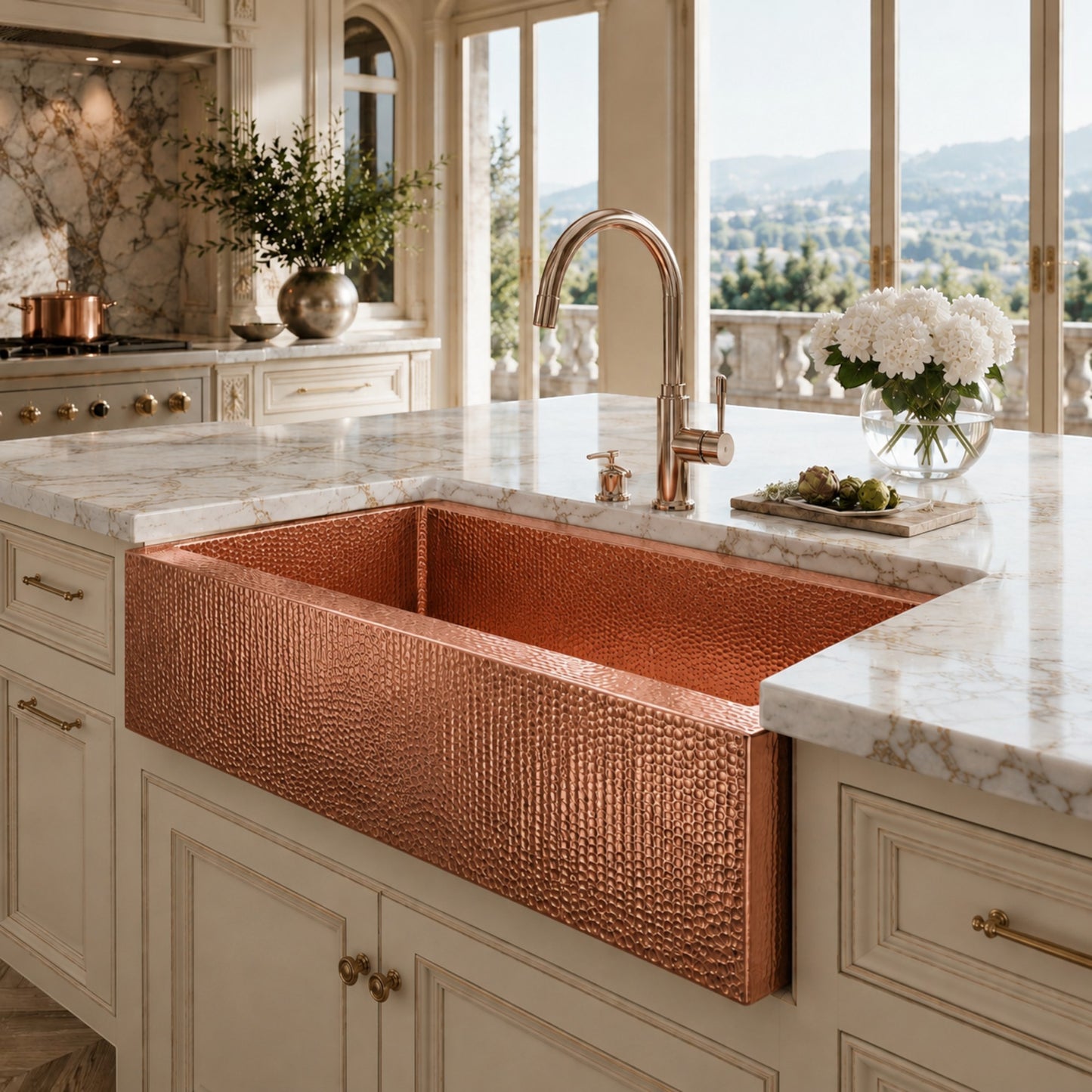 Premium Tarja de Cocina Farmhouse en Cobre