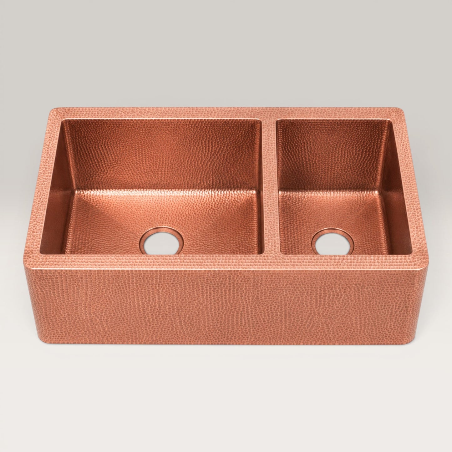Premium Tarja de Cocina Farmhouse 60/40 en Cobre