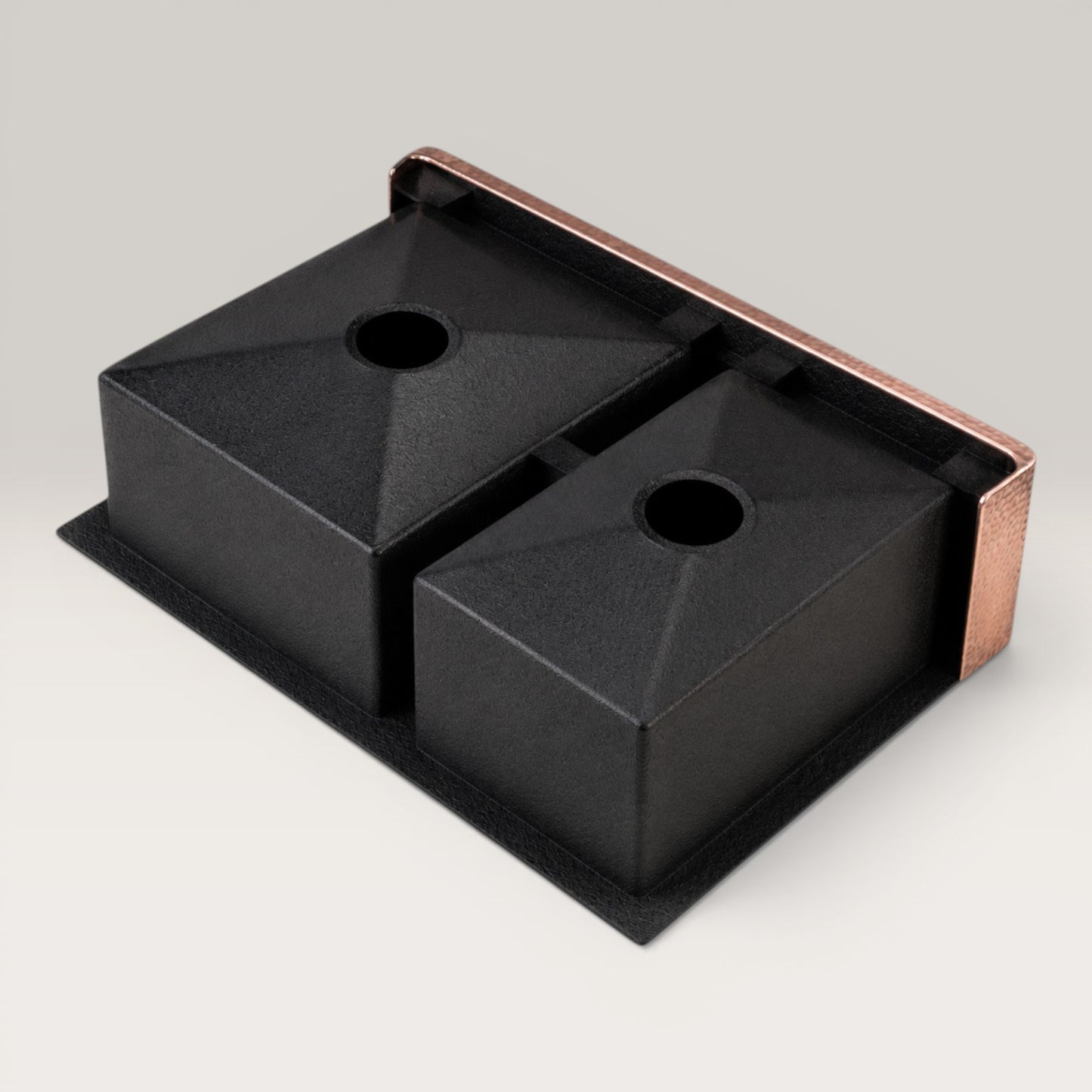 Premium Tarja de Cocina Farmhouse 60/40 en Cobre