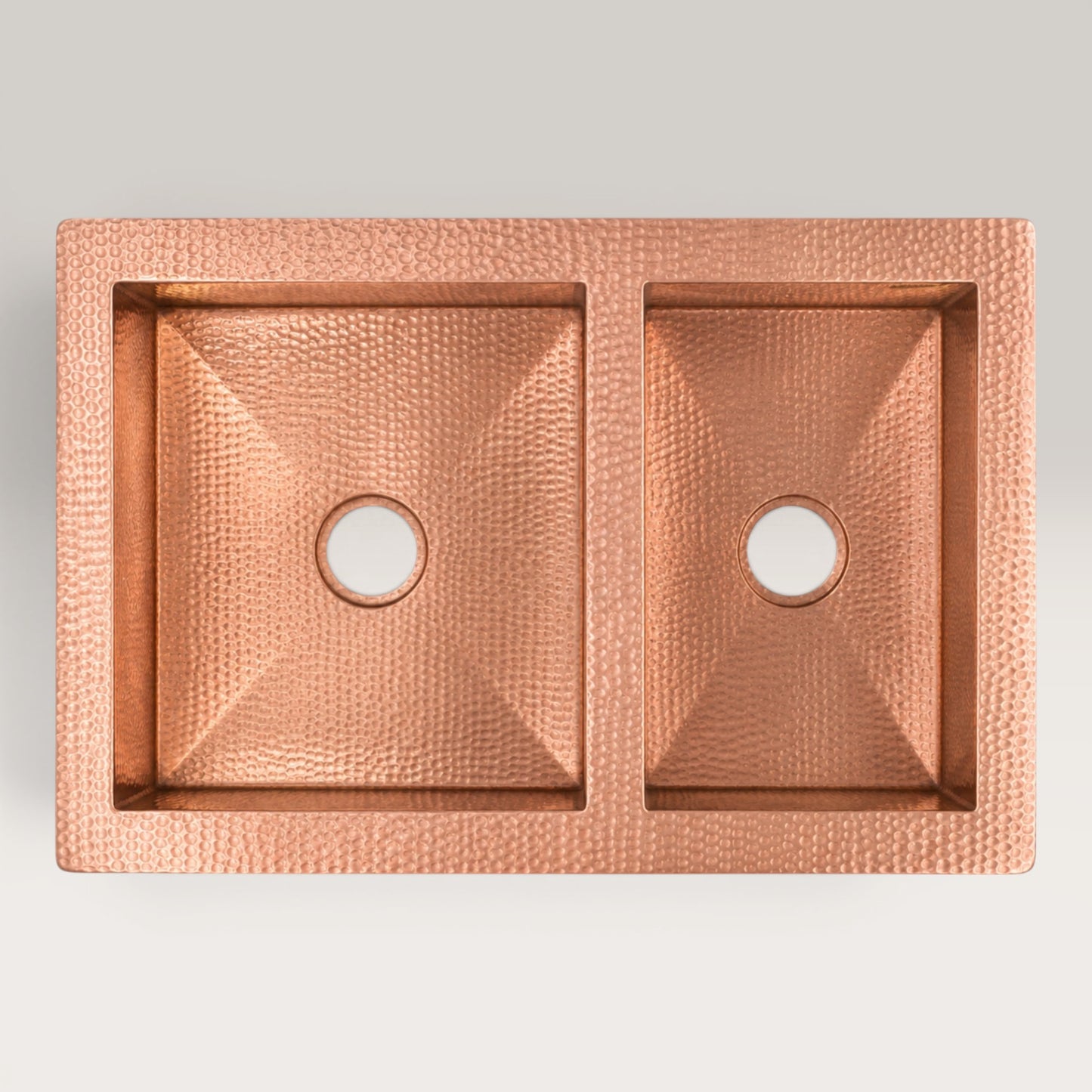 Premium Tarja de Cocina Farmhouse 60/40 en Cobre
