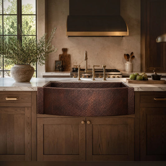 Premium Tarja de Cocina Farmhouse en Cobre Diseño Havana