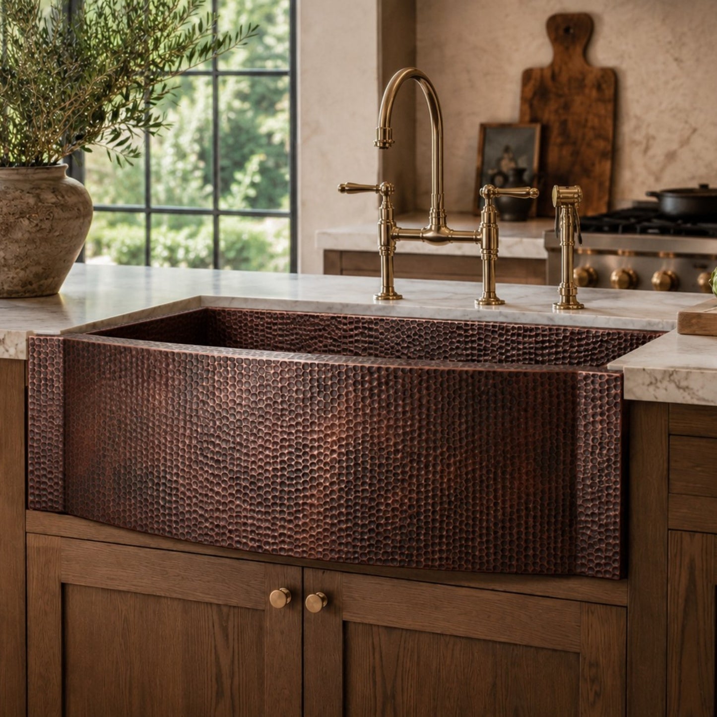 Premium Tarja de Cocina Farmhouse en Cobre Diseño Havana