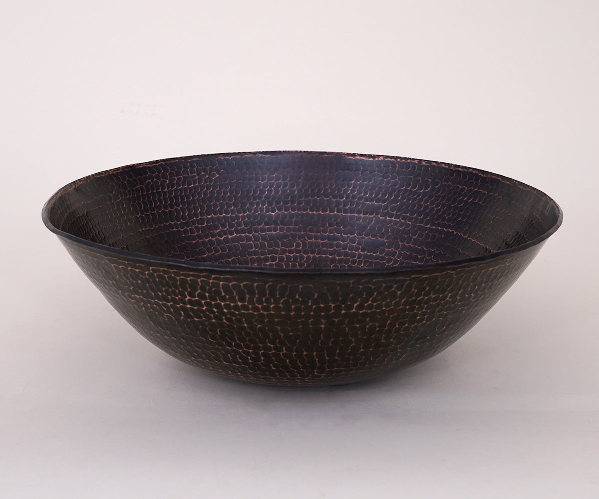 Lavabo Vessel Redondo con Bordo Redondeado en Cobre