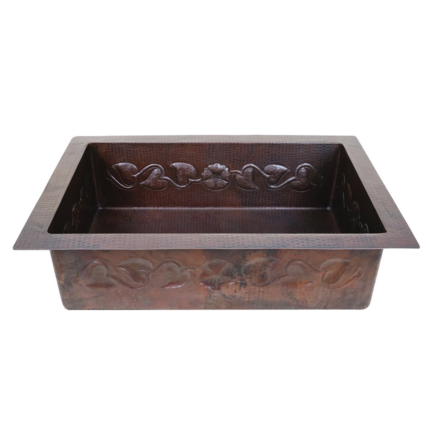 Premium Tarja de Cocina en Cobre con Diseño Floral