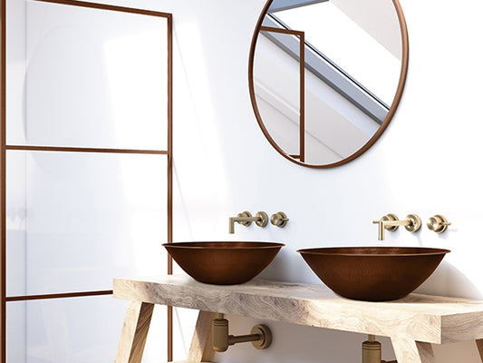 Premium Lavabo Vessel Ovalado con Bordo Alambrado en Cobre