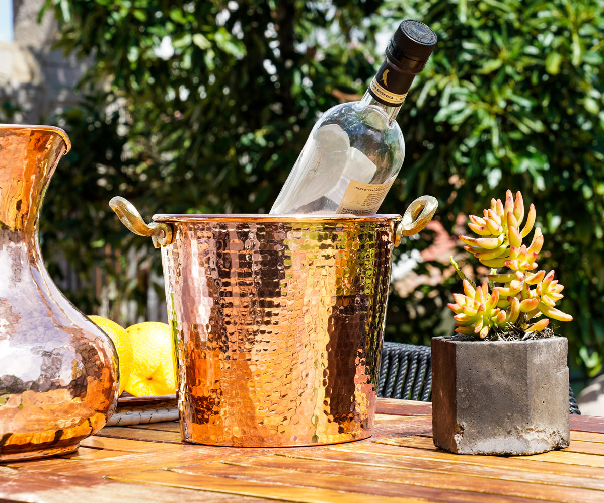 Premium Hielera en Cobre con Asas de Bronce