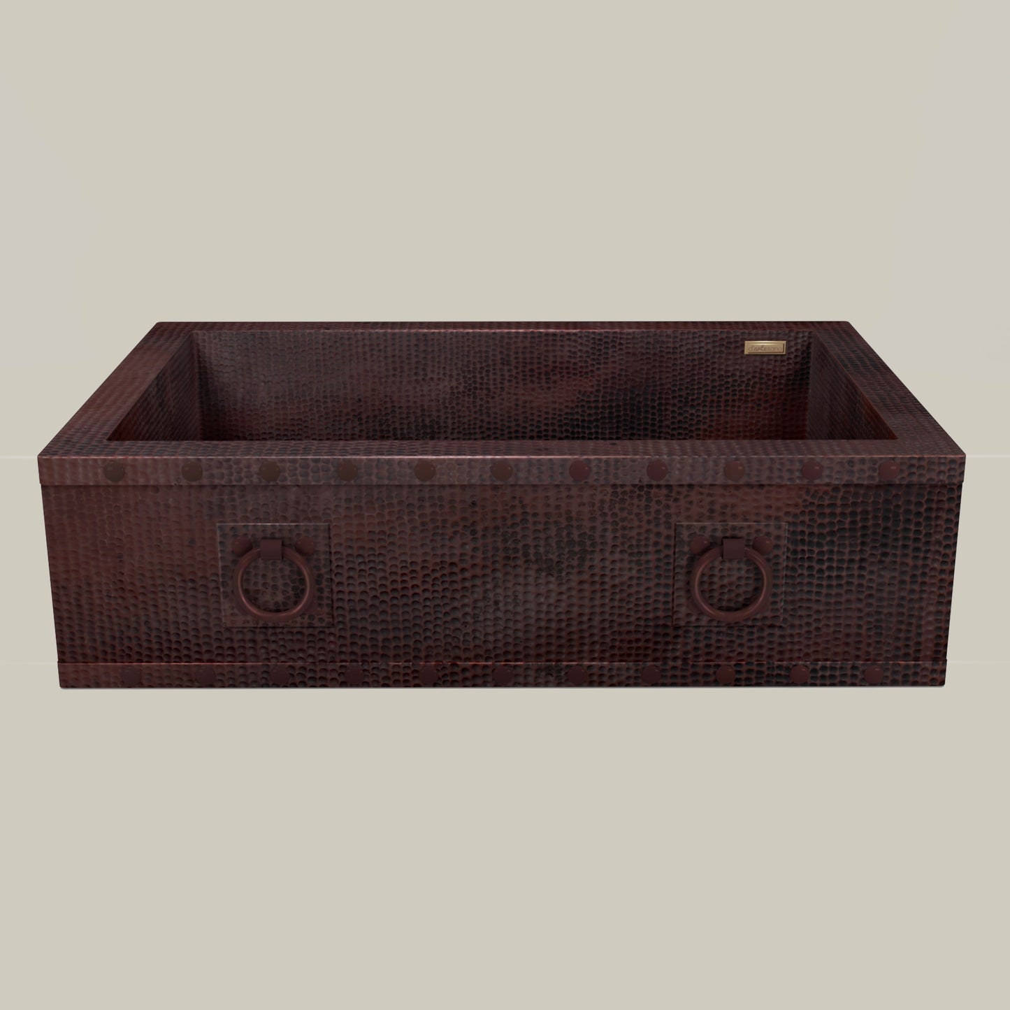 Premium Tarja de Cocina Farmhouse en Cobre Diseño Anillos