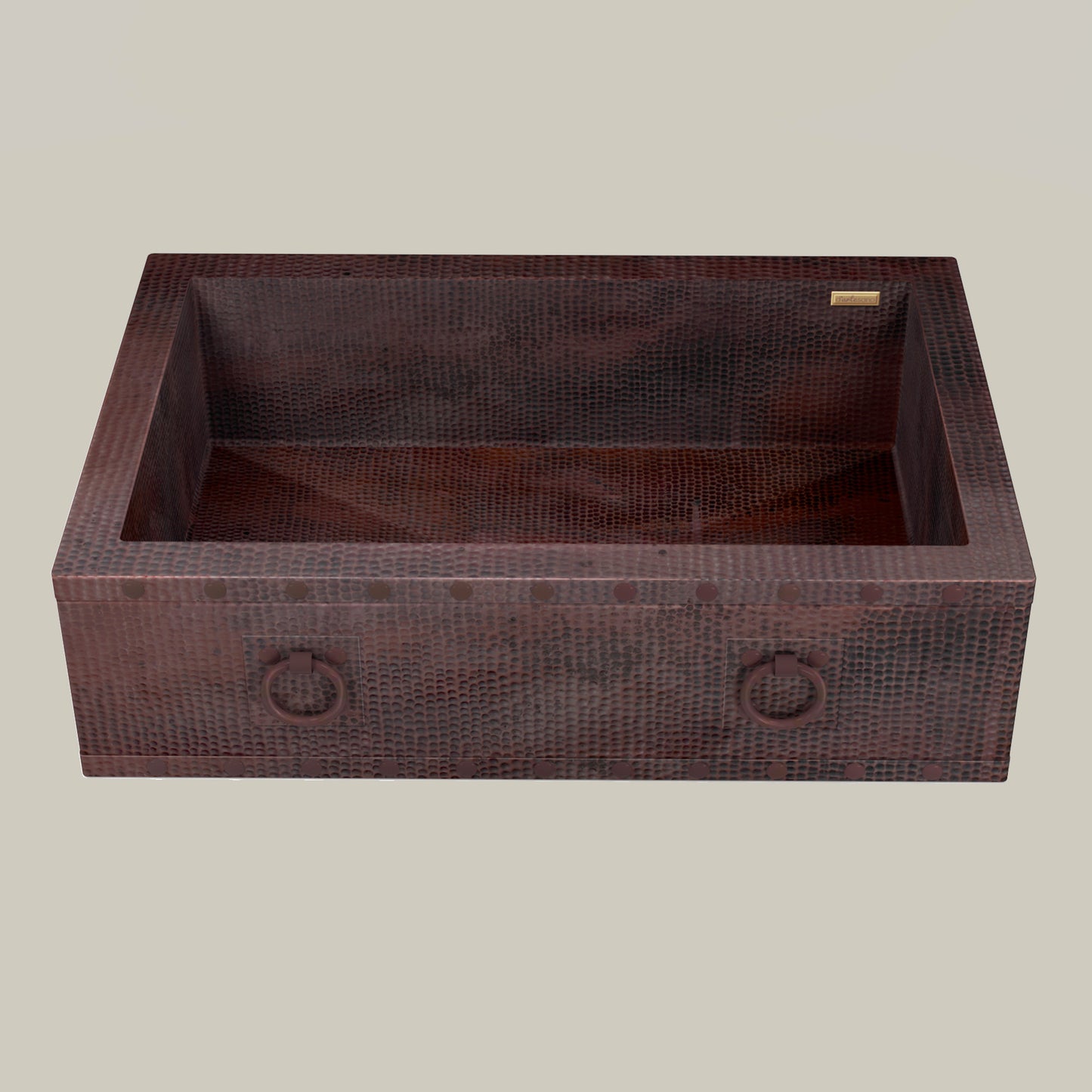 Premium Tarja de Cocina Farmhouse en Cobre Diseño Anillos