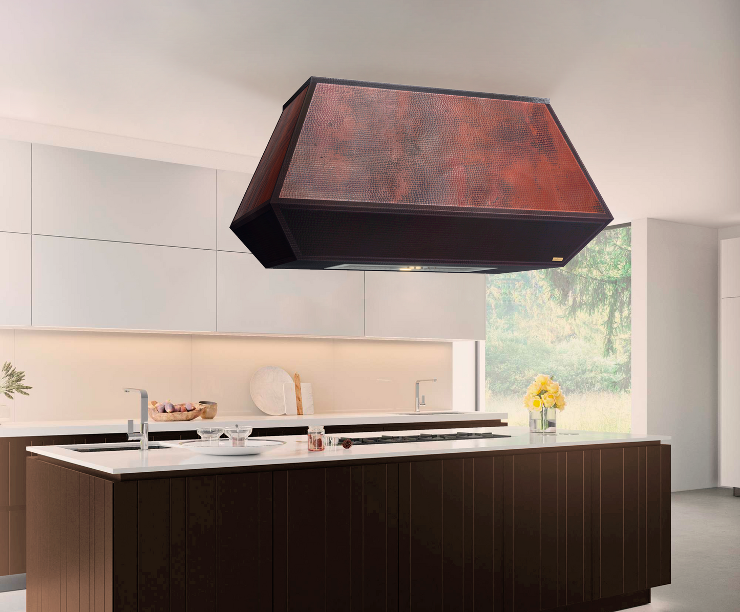 Premium Campana de Cocina para Isla en Cobre Diseño Altiplano