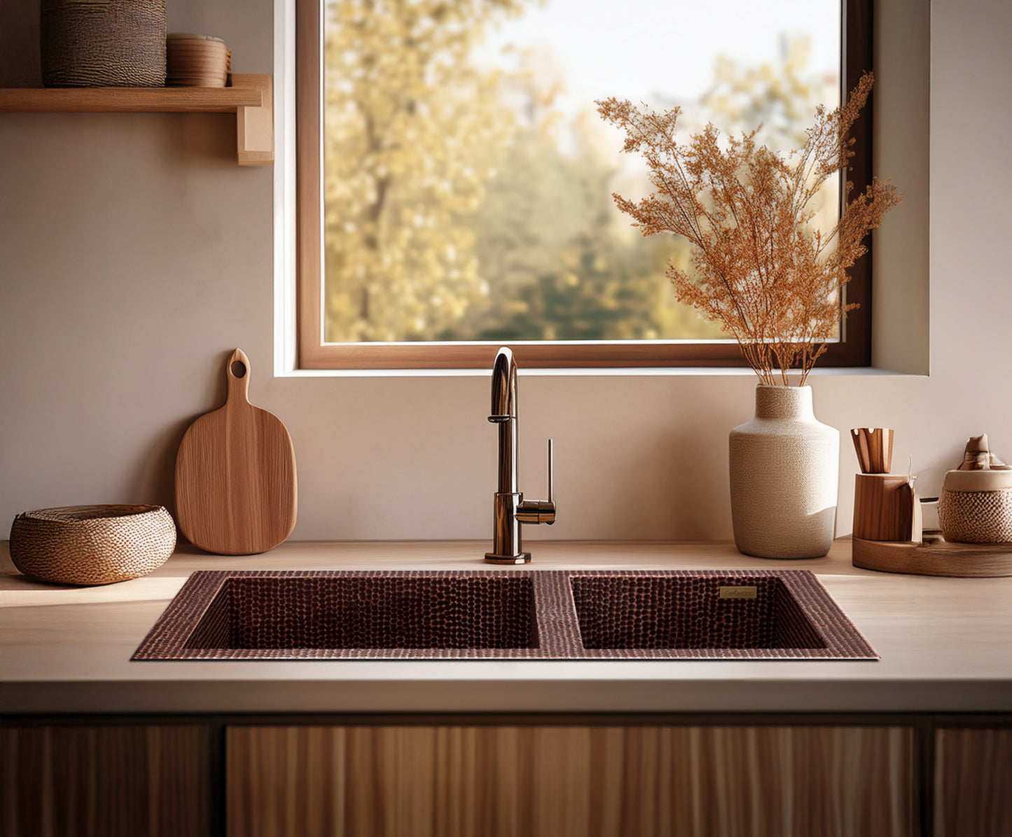 Premium Tarja de Cocina 60/40 en Cobre