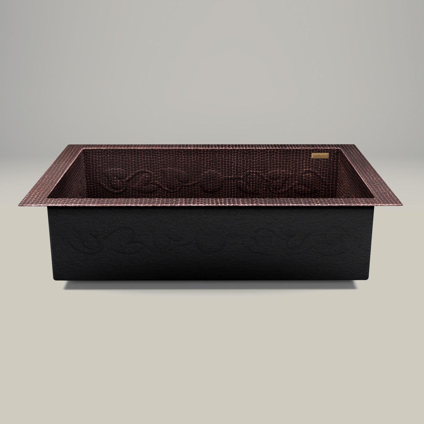 Premium Tarja de Cocina en Cobre con Diseño Floral