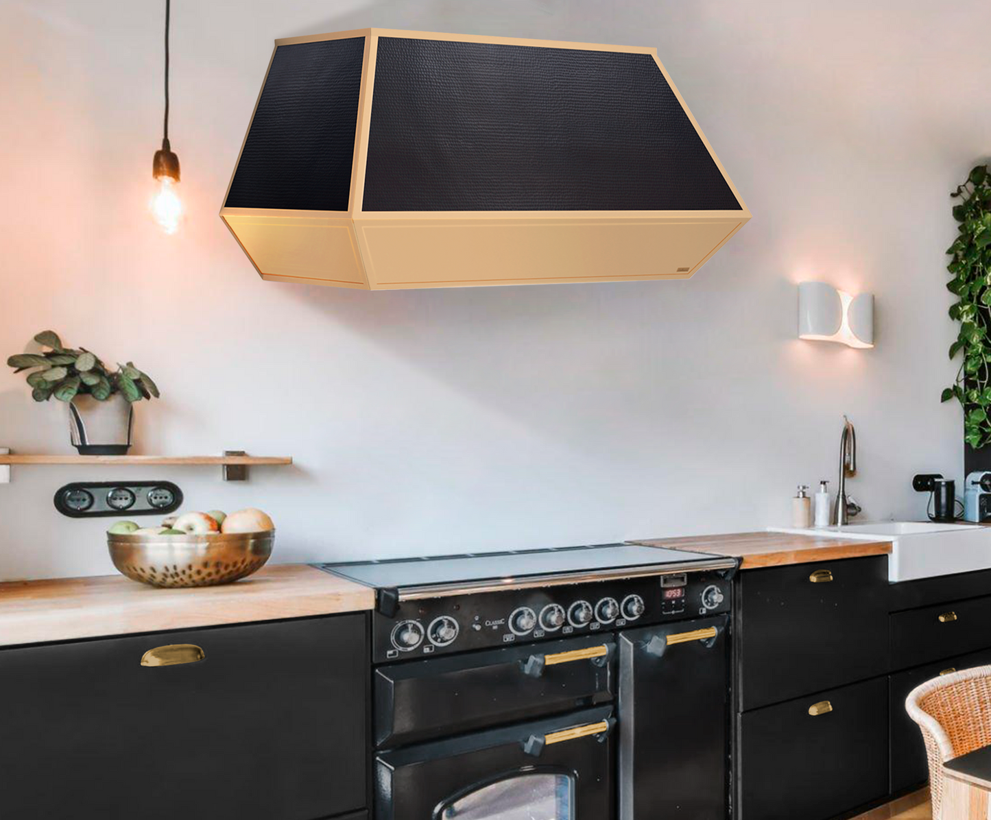 Premium Campana de Cocina para Muro en Cobre-Latón Diseño Altiplano