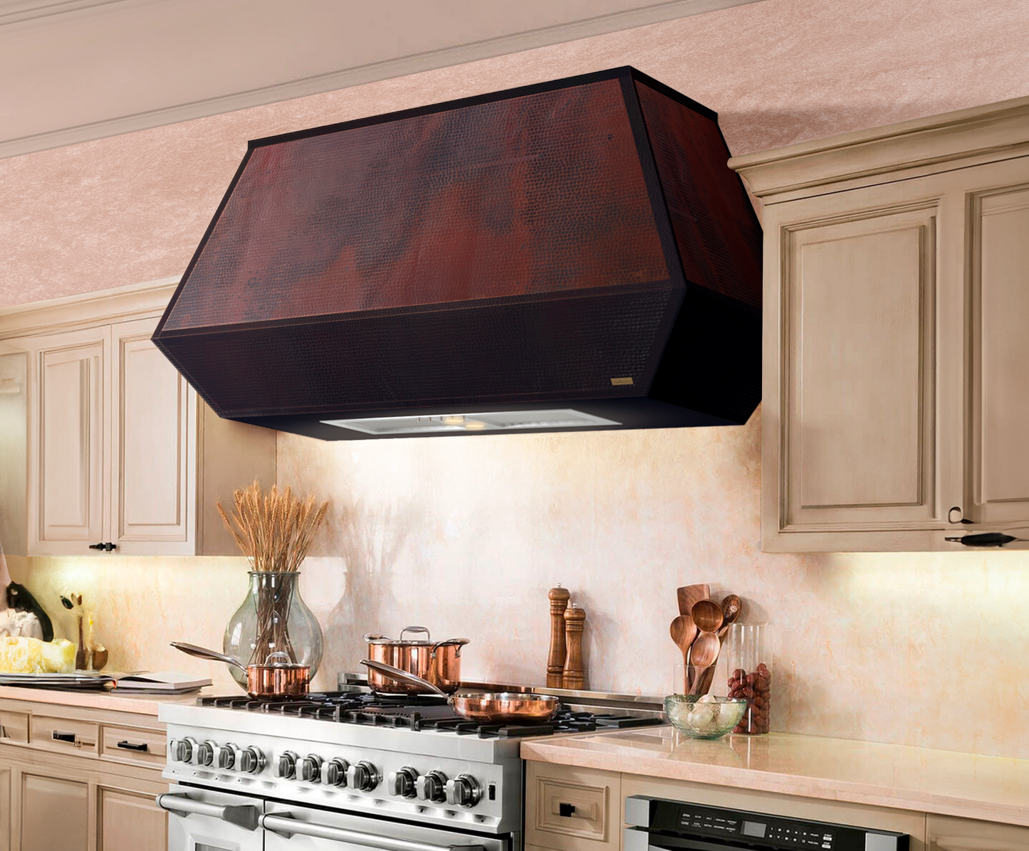 Premium campana de cocina para muro en cobre diseño Altiplano