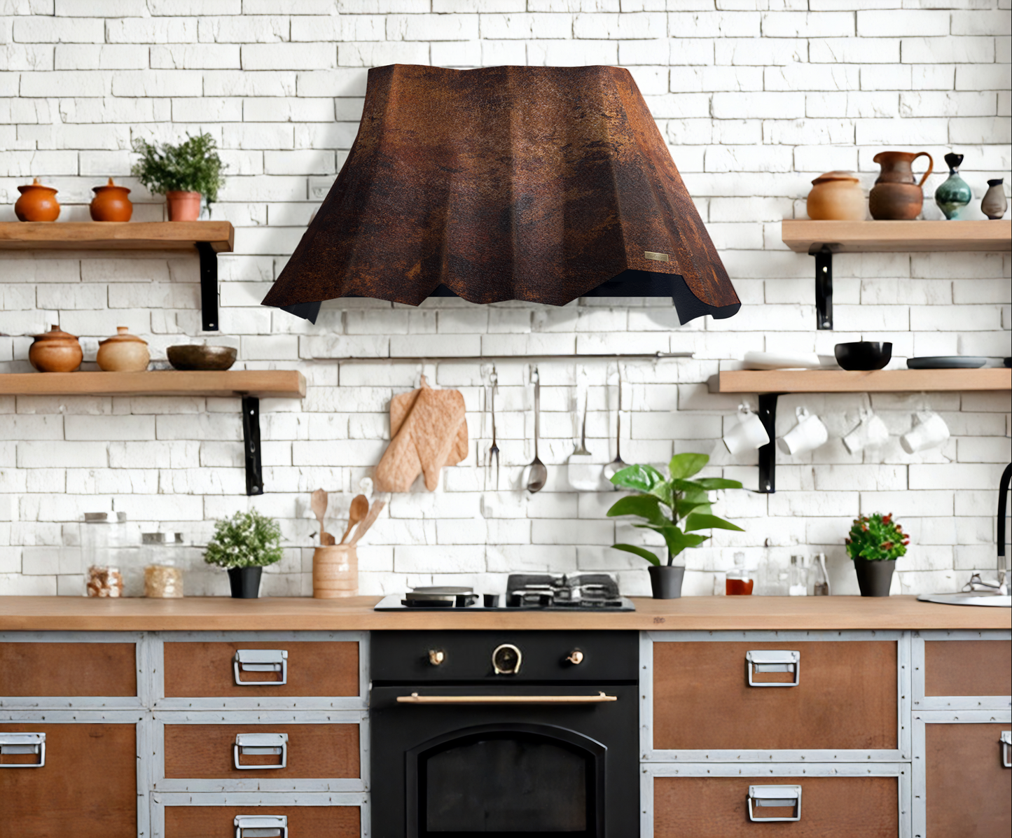 Premium Campana de cocina volcano para Muro en cobre diseño Sierra