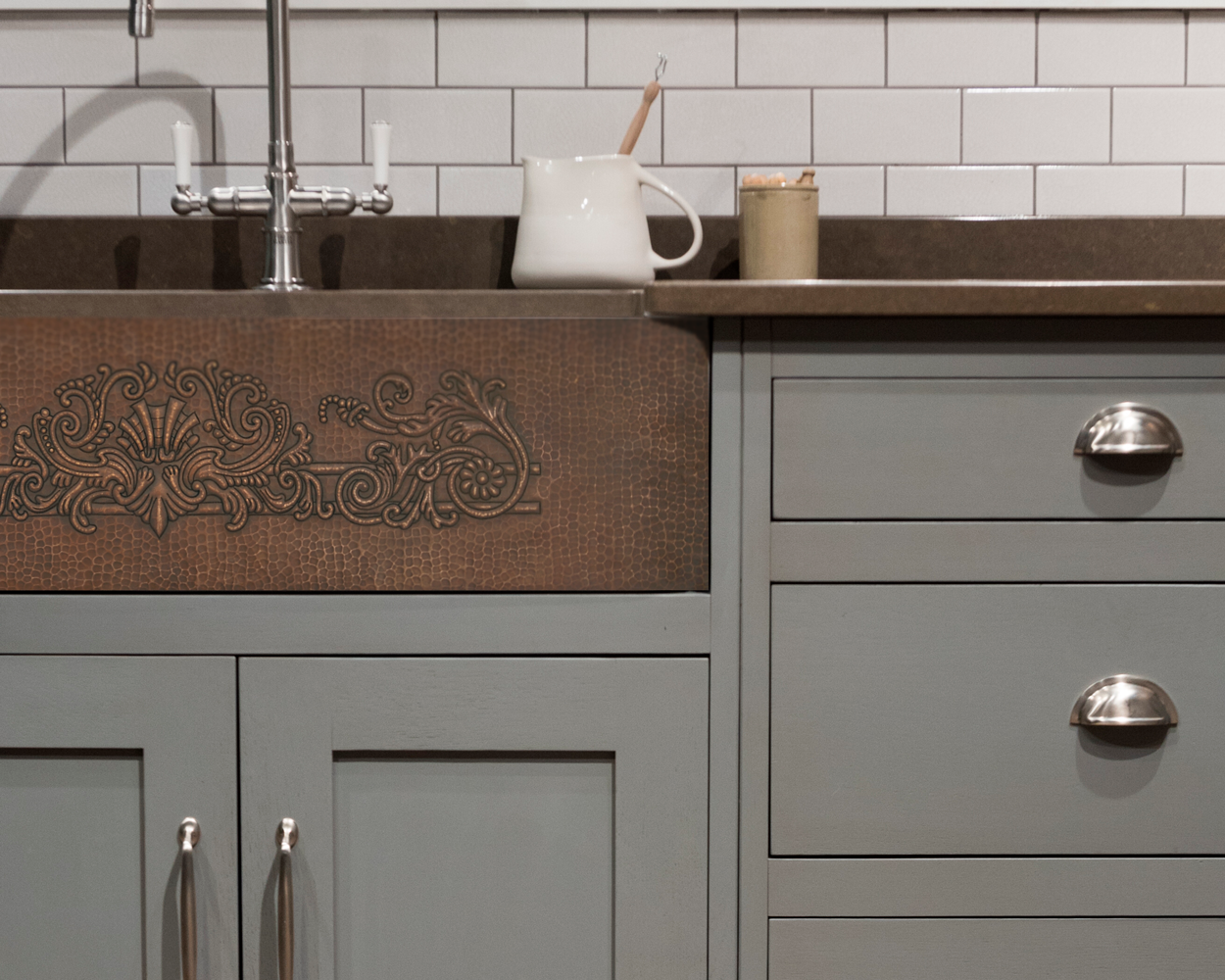 Tarja de Cocina Farmhouse en Cobre con Diseño