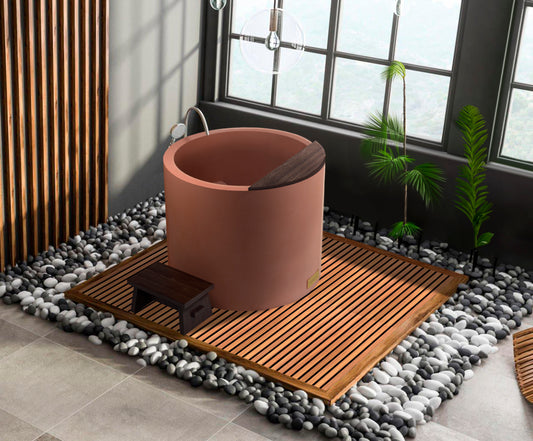 Premium Tina De Baño Redonda En Cobre Diseño Japonesa