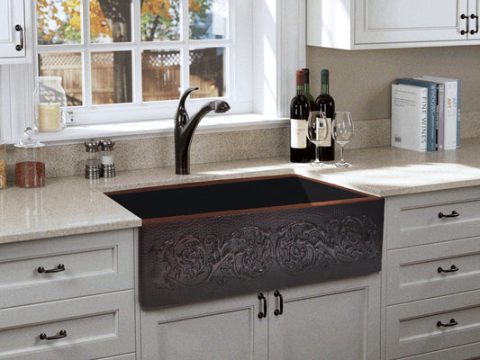 Tarja de Cocina Farmhouse en Cobre con Diseño