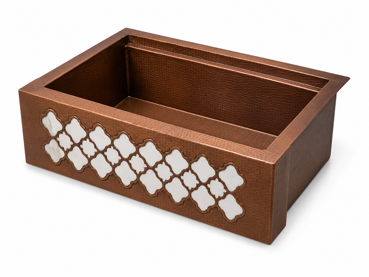 Premium Tarja de Cocina Farmhouse en Cobre Diseño Moroccan
