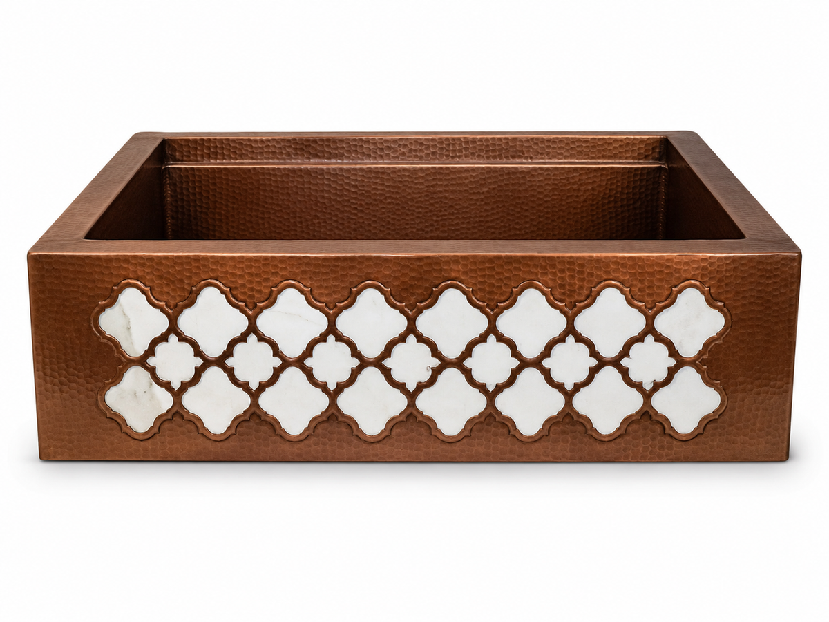 Premium Tarja de Cocina Farmhouse en Cobre Diseño Moroccan