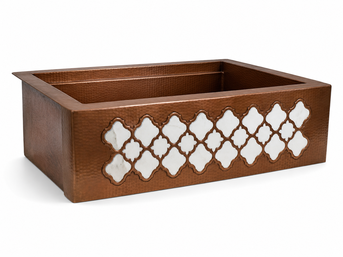 Premium Tarja de Cocina Farmhouse en Cobre Diseño Moroccan