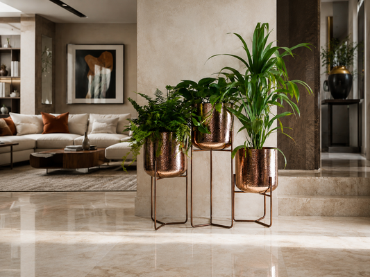 Premium Macetero en Cobre Diseño Mid Century
