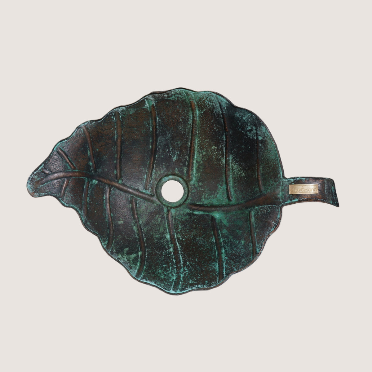 Premium Lavabo Vessel en Cobre Diseño Hoja de Roble