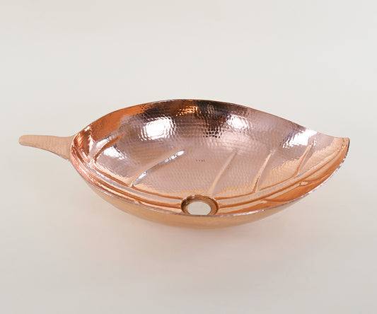 Copper Vessel Sink Leaf Design