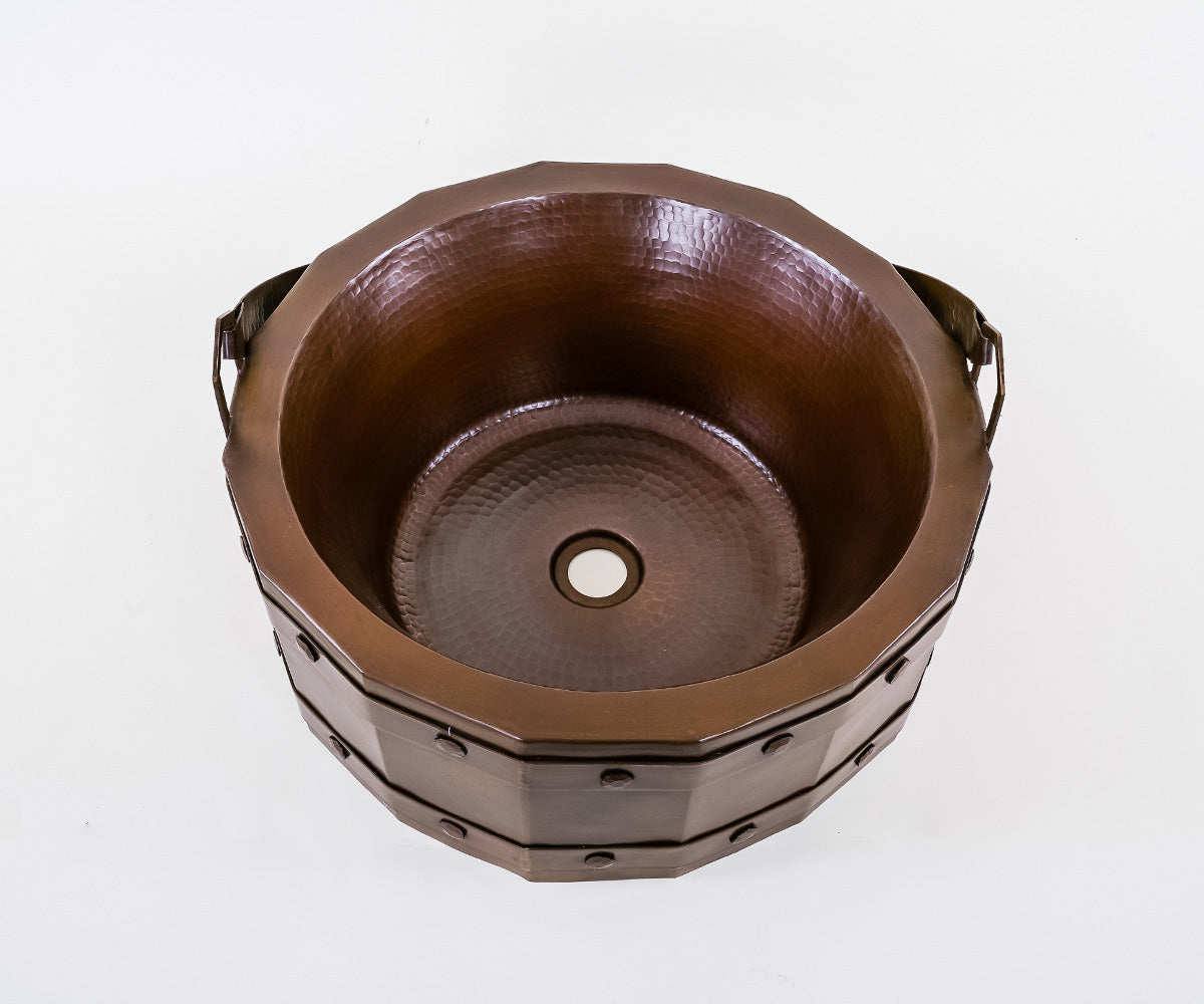 Lavabo Vessel en Cobre con Diseño Balde