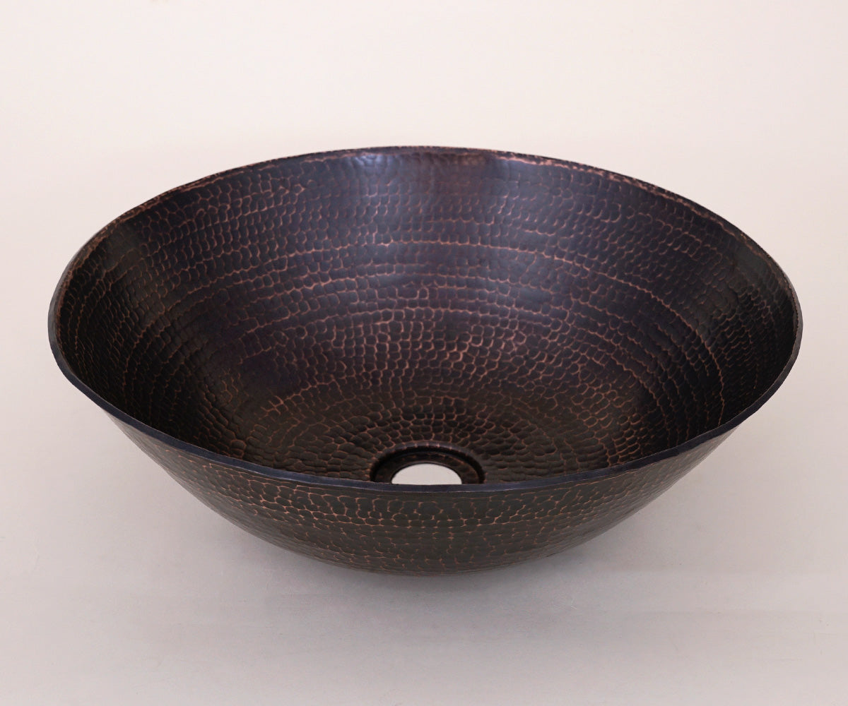 Copper Round Vessel Sink Rounded Edge