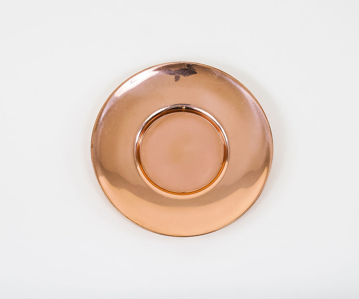 Copper Smooth Round Butter Plate - 6 Piece Set