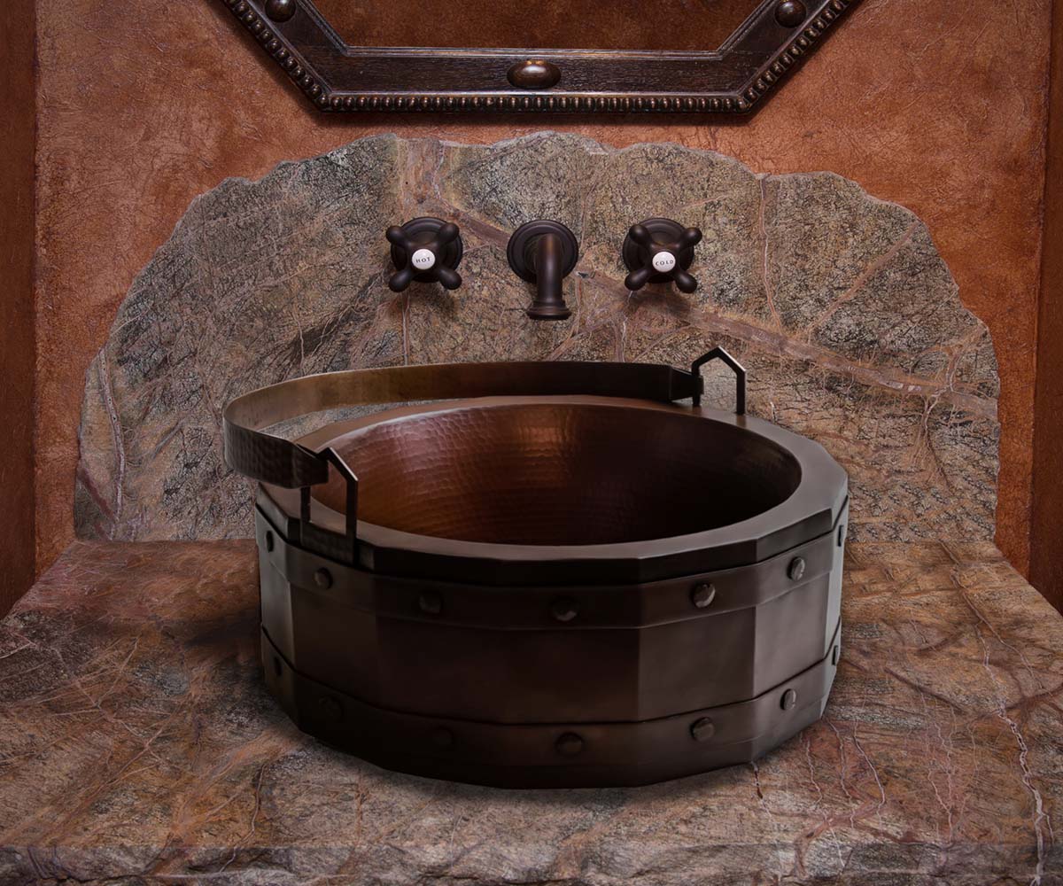 Lavabo Vessel en Cobre con Diseño Balde